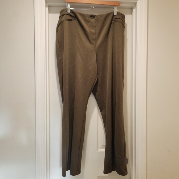 Cato Pants - Cato Olive Green Wide Leg Flare Slit Trouser Pants Size 22 Plus Size Workwear